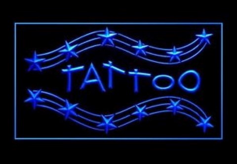 Tattoo Piercing Stars Stripes LED Neon Sign